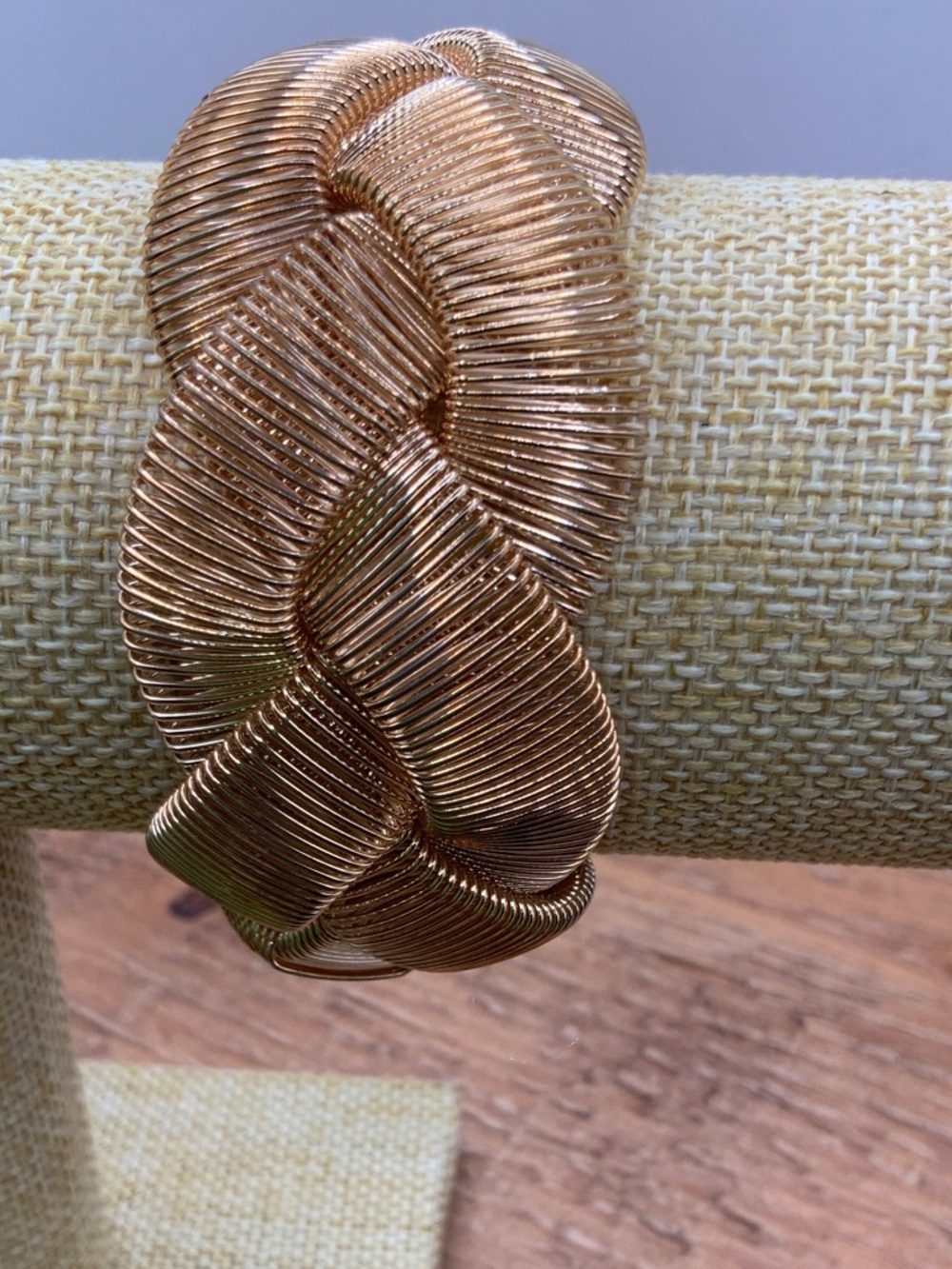 Plunder Design Sophie Gold-Tone Braided Wire Stretchy Cuff Bracelet